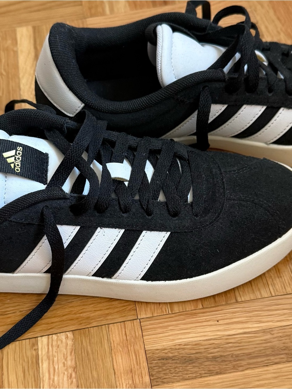 adidas Black & White Suede Three-Stripe Sneakers